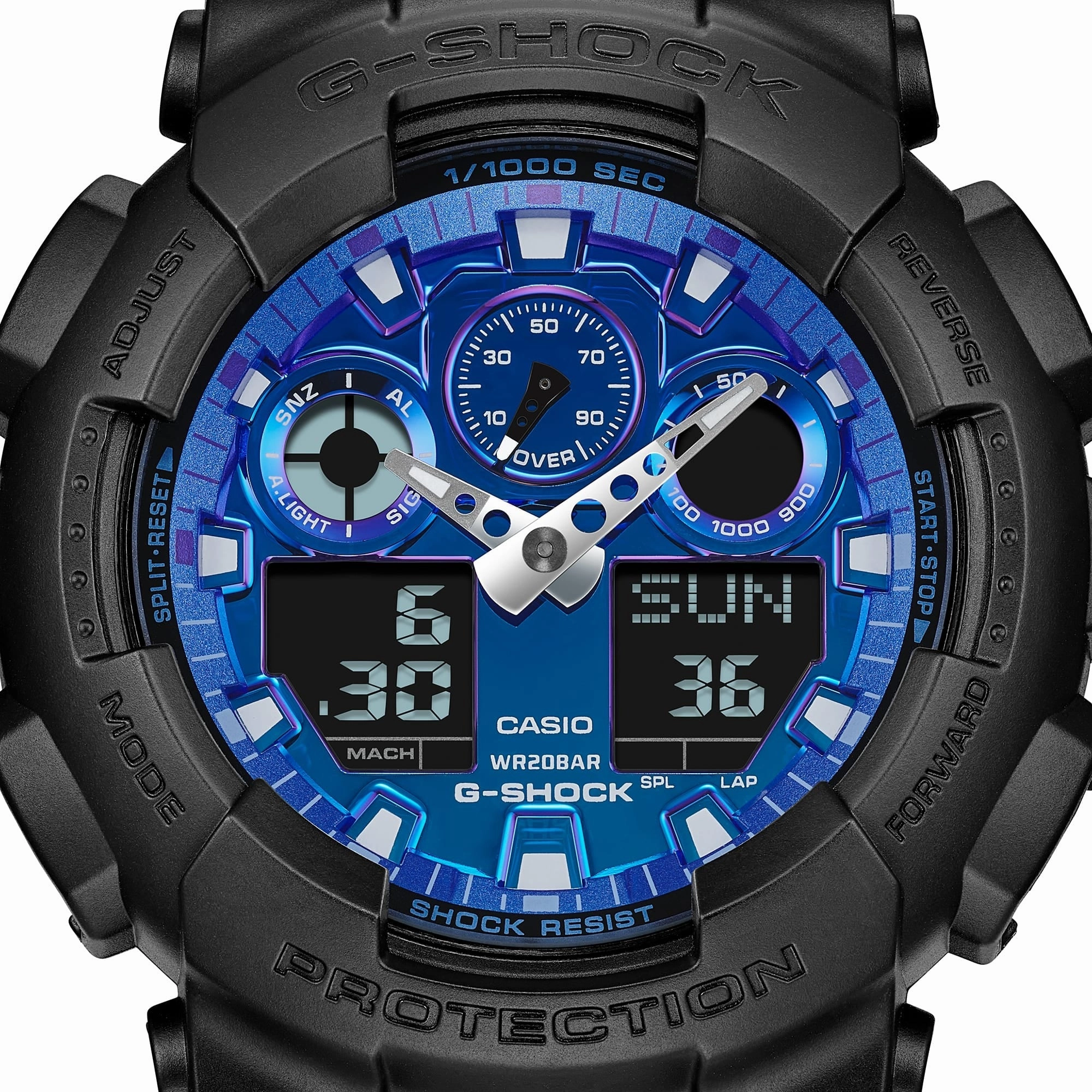 CASIO G-SHOCK GA-100FL-1ADR FIERY BLUE DIAL BLACK STRAP MEN WATCH
