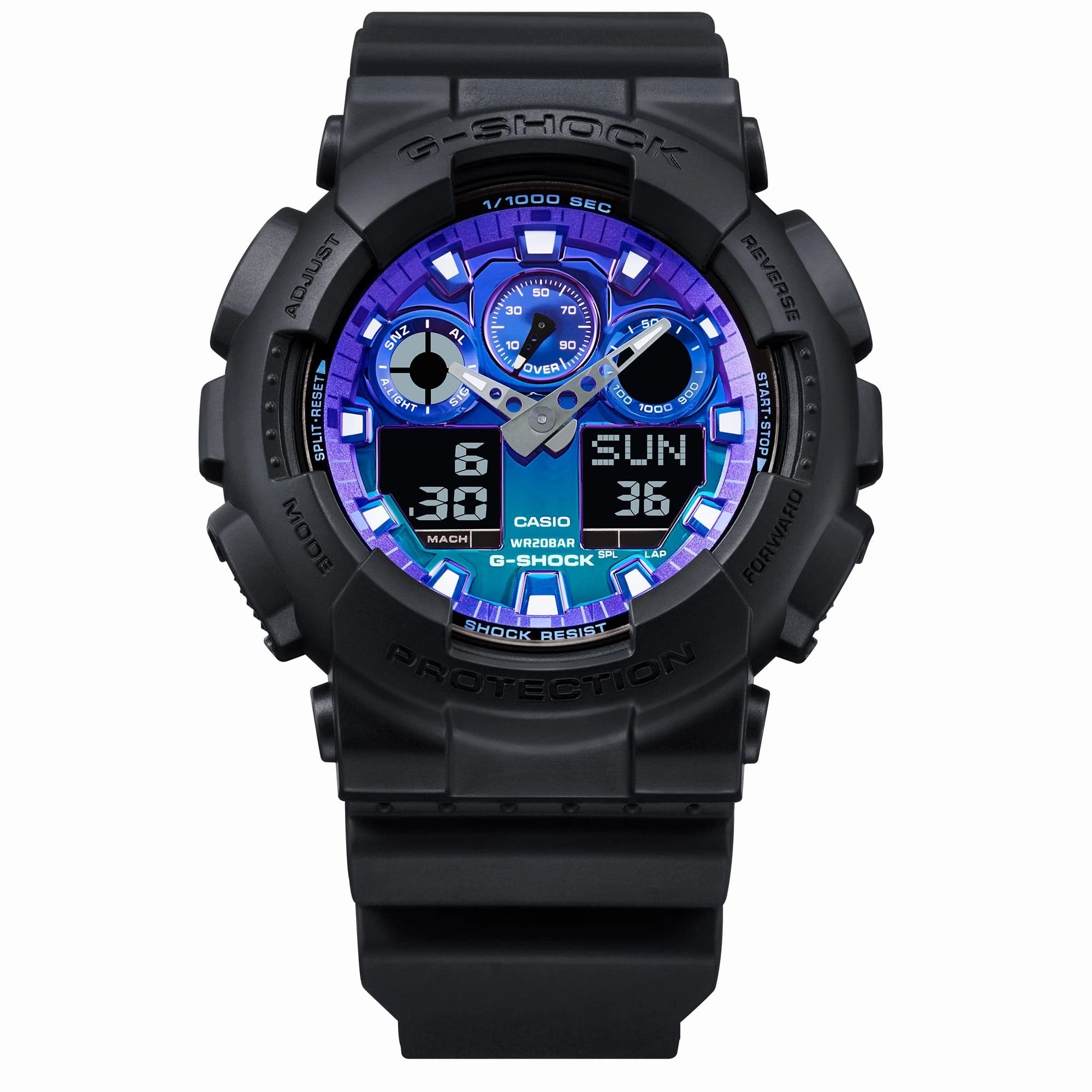 CASIO G-SHOCK GA-100FL-1ADR FIERY BLUE DIAL BLACK STRAP MEN WATCH