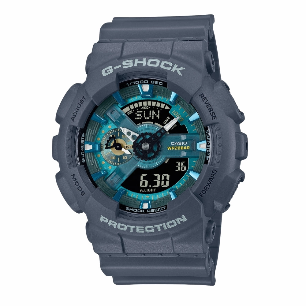 CASIO G-SHOCK GA-110AS SERIES BLUE GREEN DIAL RESIN STRAP WATCH