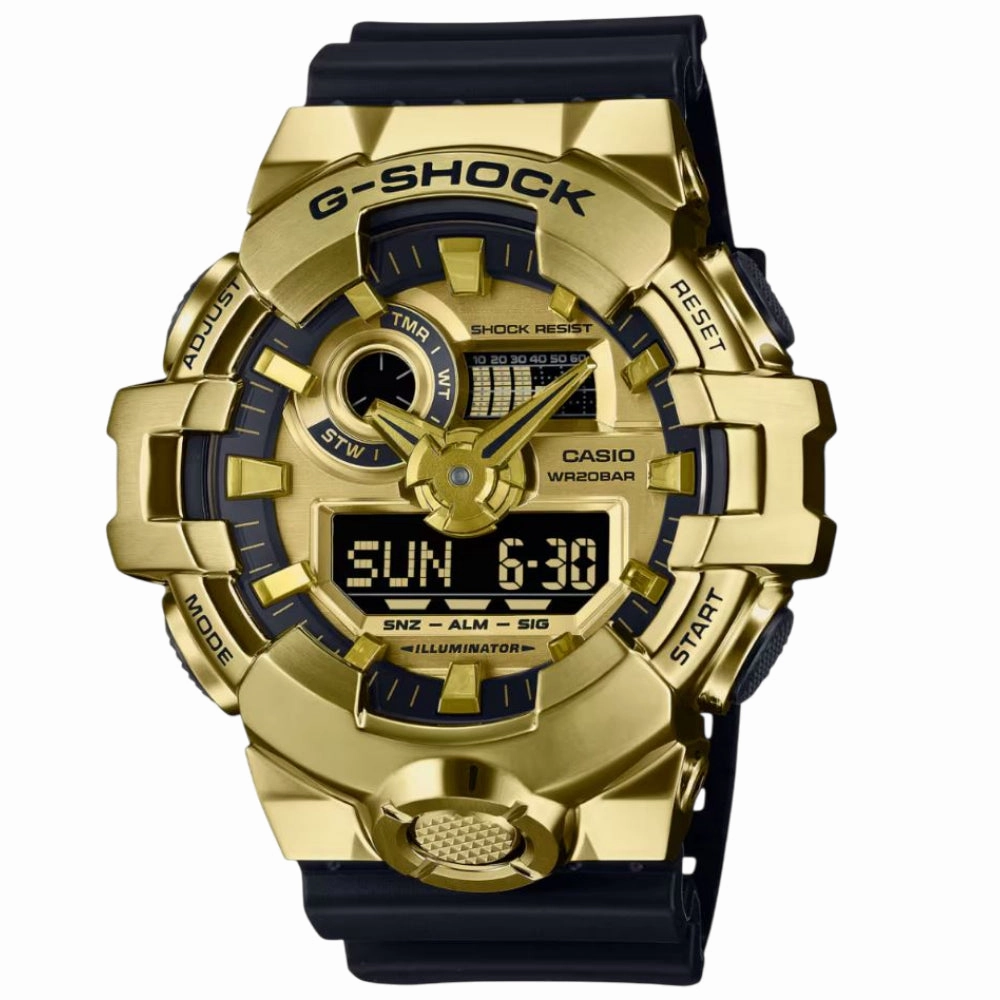 Casio G-Shock Gold Dial Black Resin Strap Men Watch GM-700G-9ADR-P