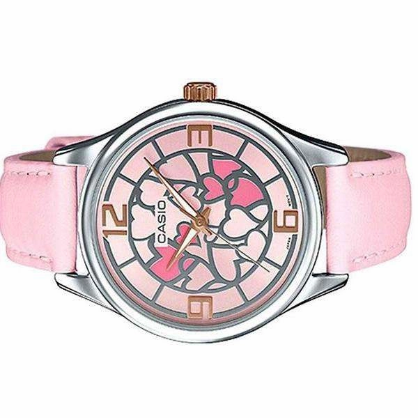 Casio LTP-E128L-4A Pink Leather Strap Watch for Women