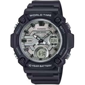 Casio Men's Watch World Time Green and Grey Analog-Digital Dial AEQ-120W-7AVCF