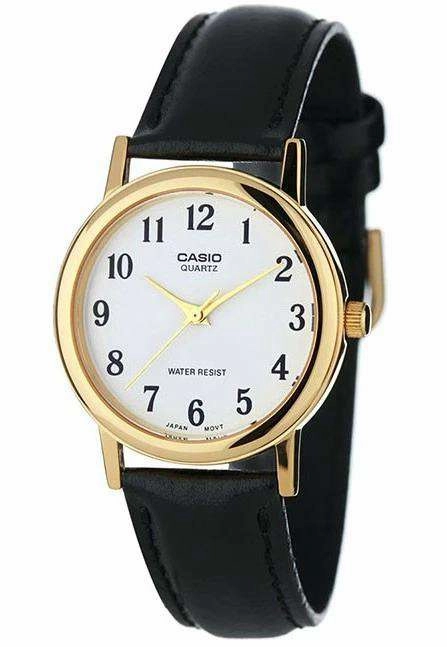 Casio MTP-1095Q-7BD Black Leather Strap Watch for Men and Women