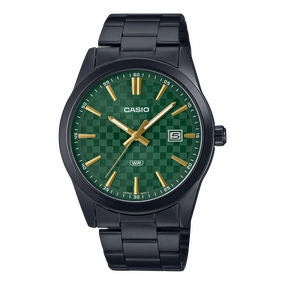 Casio Standard Black Stainless Steel Green Dial Watch MTPVD03B-3A