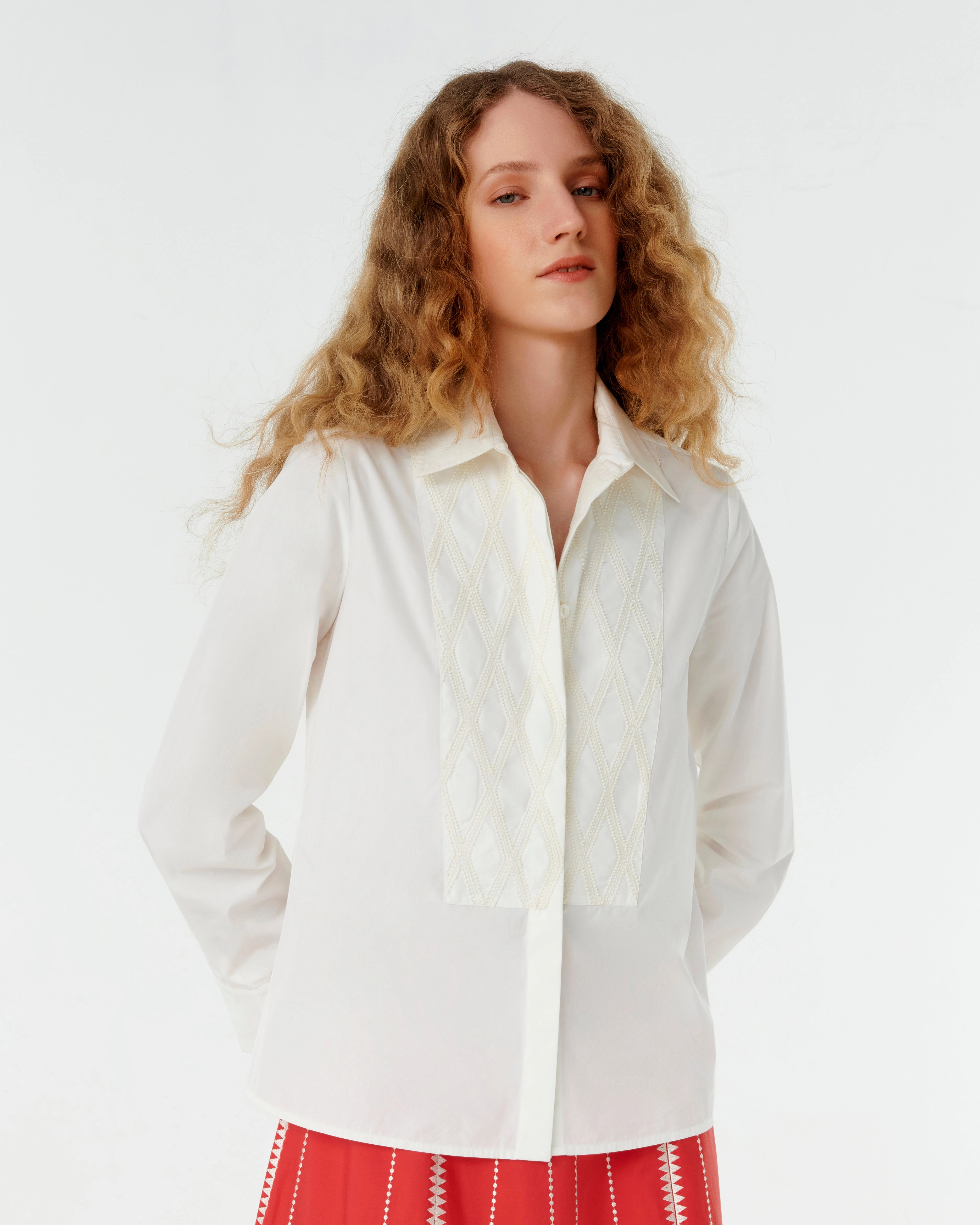 Cassandra Shirt with Greek Rooster Embroidery