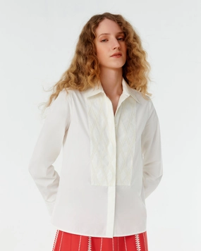 Cassandra Shirt with Greek Rooster Embroidery