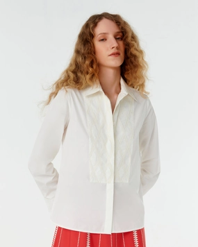 Cassandra Shirt with Greek Rooster Embroidery