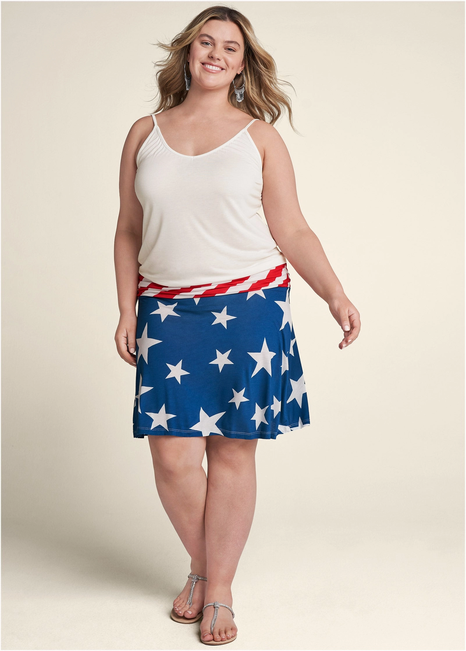 Casual Tank Dress - White Multi