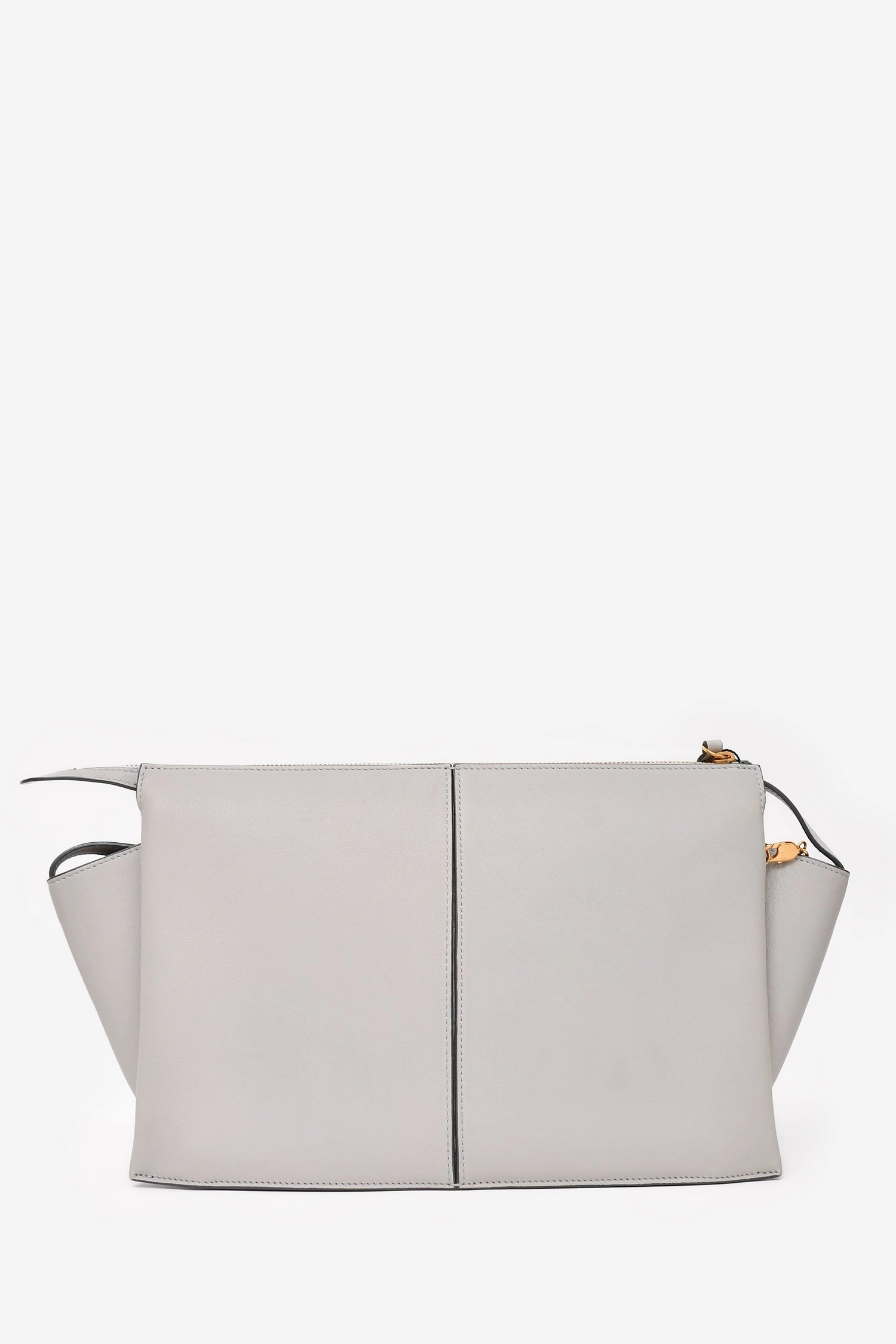 Celine 2017 Light Grey Leather Trifold Clutch With Chain