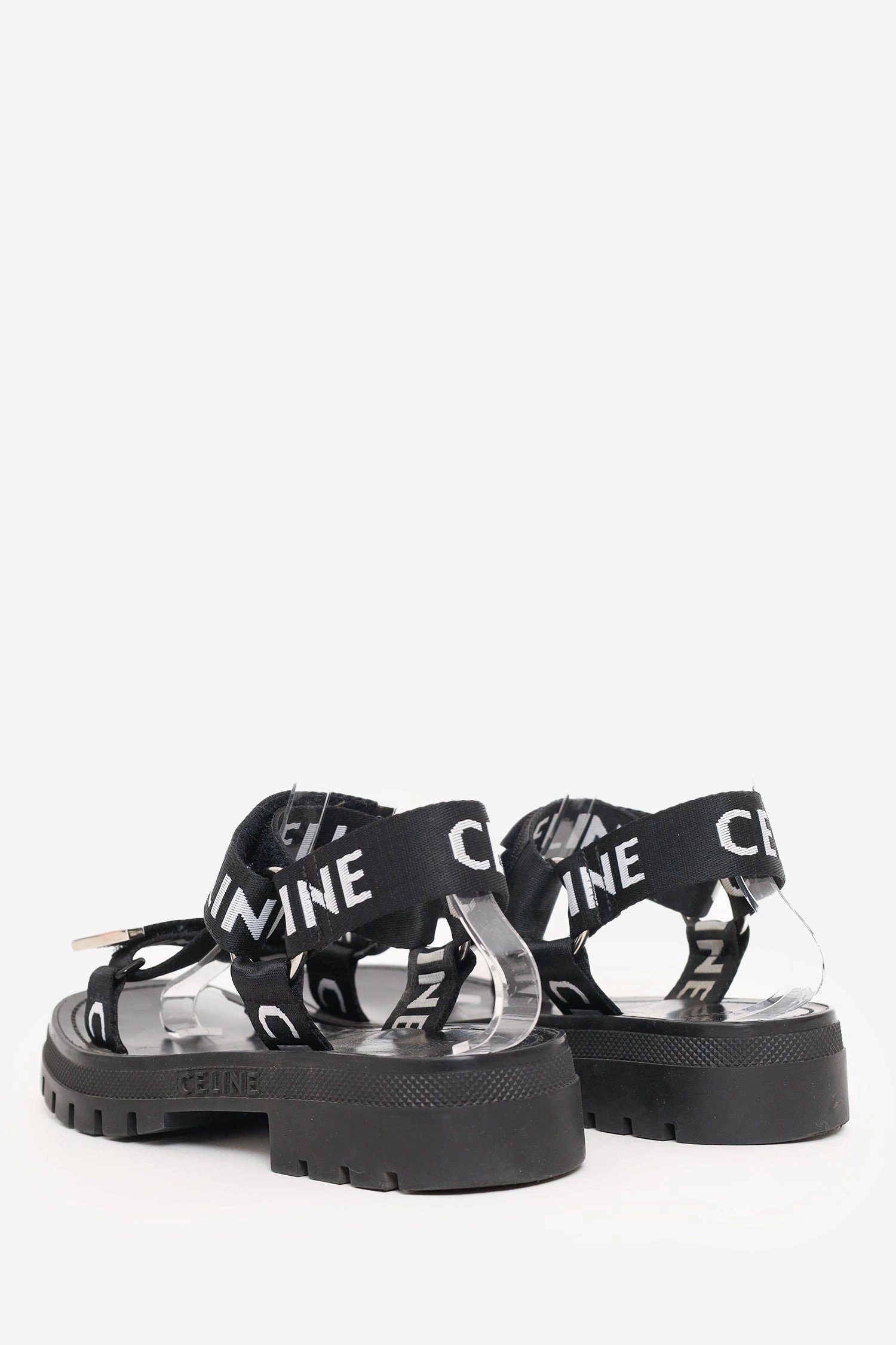 Celine Black Canvas Printed Leo Strappy Sandals Size 39