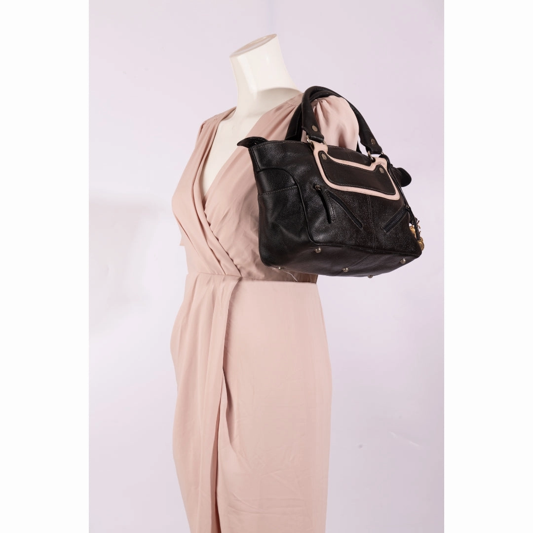 Celine Black Leather Boogie Satchel