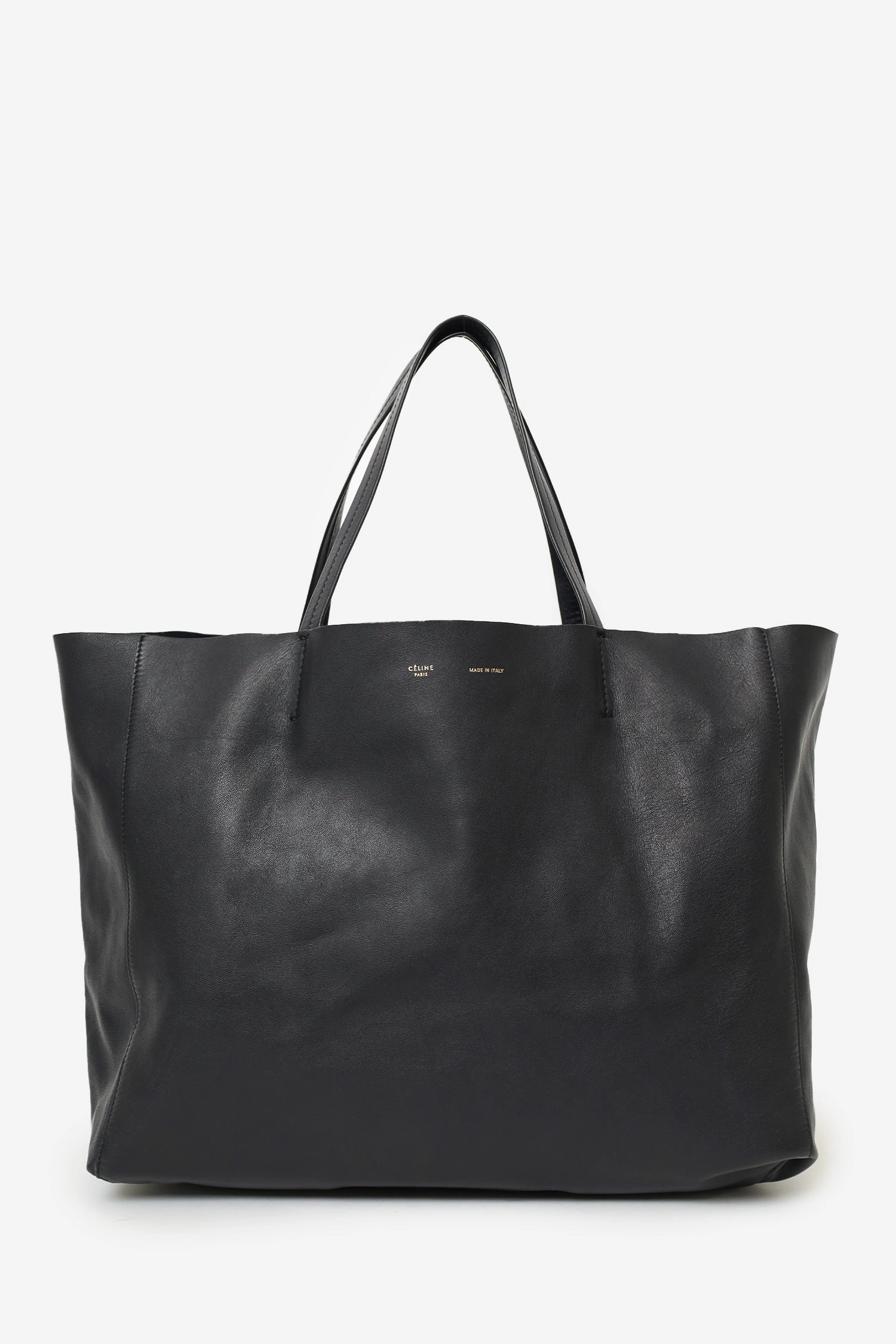 Celine Black Leather Cabas Horizontal Tote