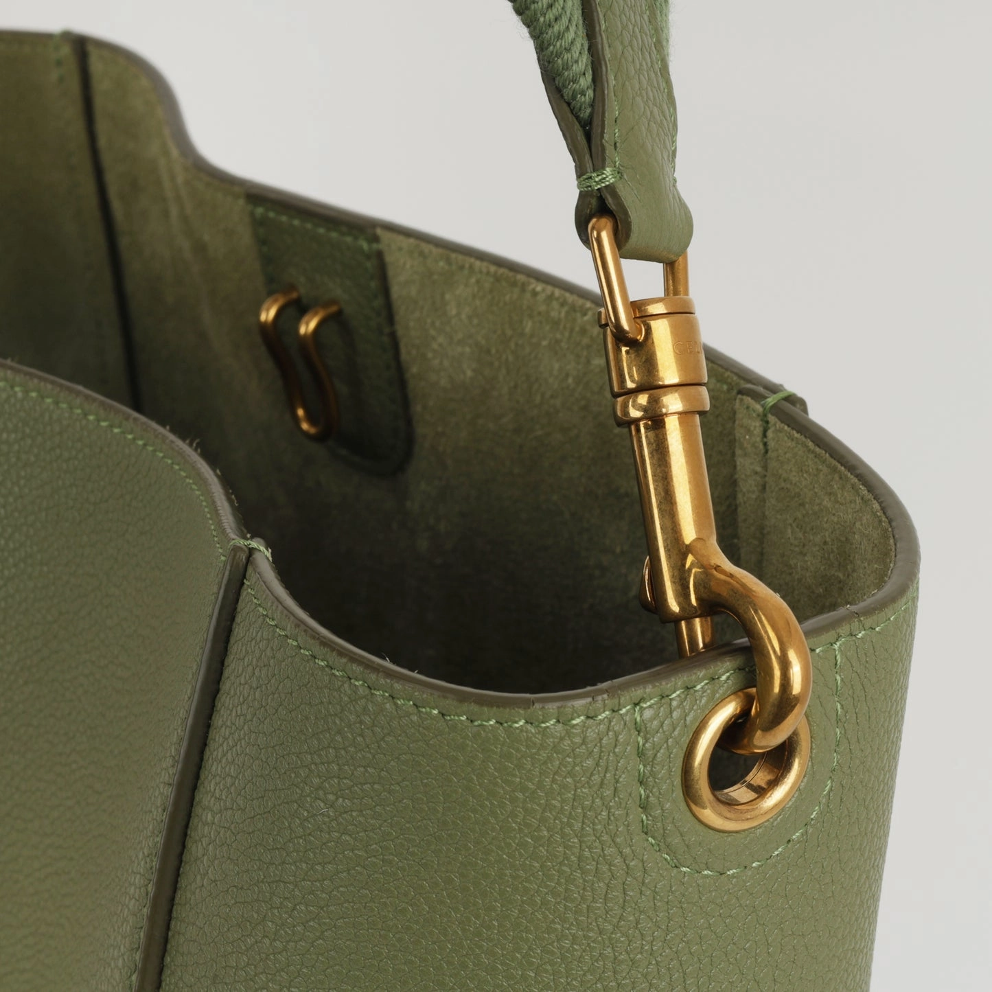 Celine Celine - Sangle Bucket Bag - Sage Green Calfskin GHW - Pre-Loved