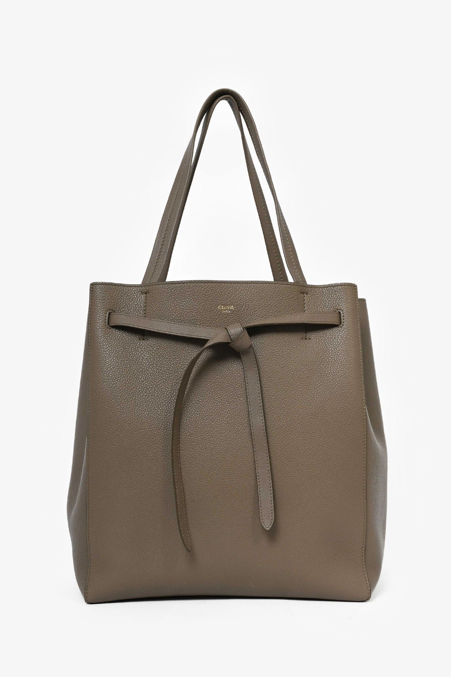 Celine Dark Grey Grained Leather Phantom Cabas Bucket Bag