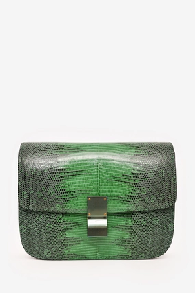 Celine Green Lizard Medium Box Bag