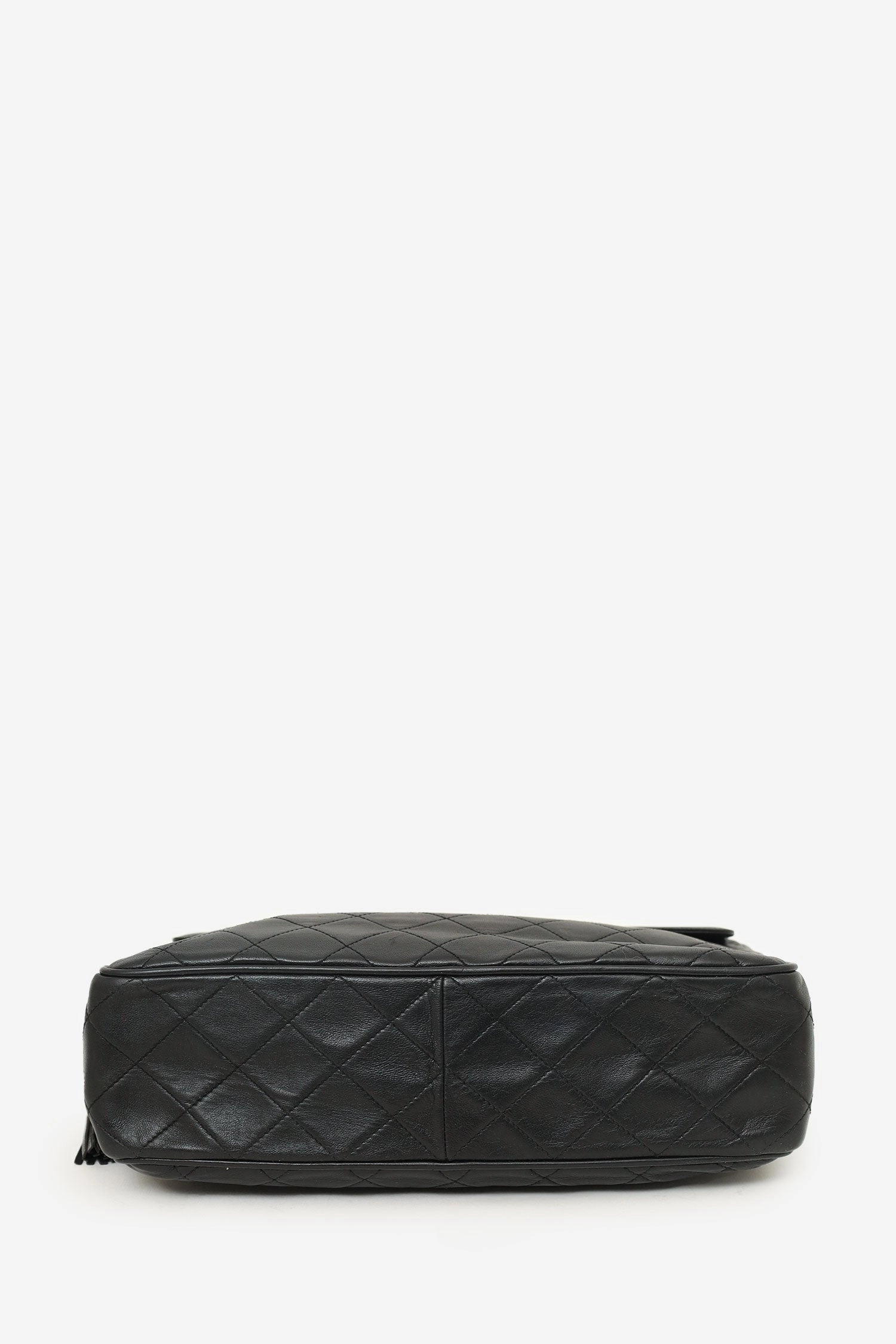 Chanel? 1989-91 Black Lambskin CC Quilted Tassel Camera Bag