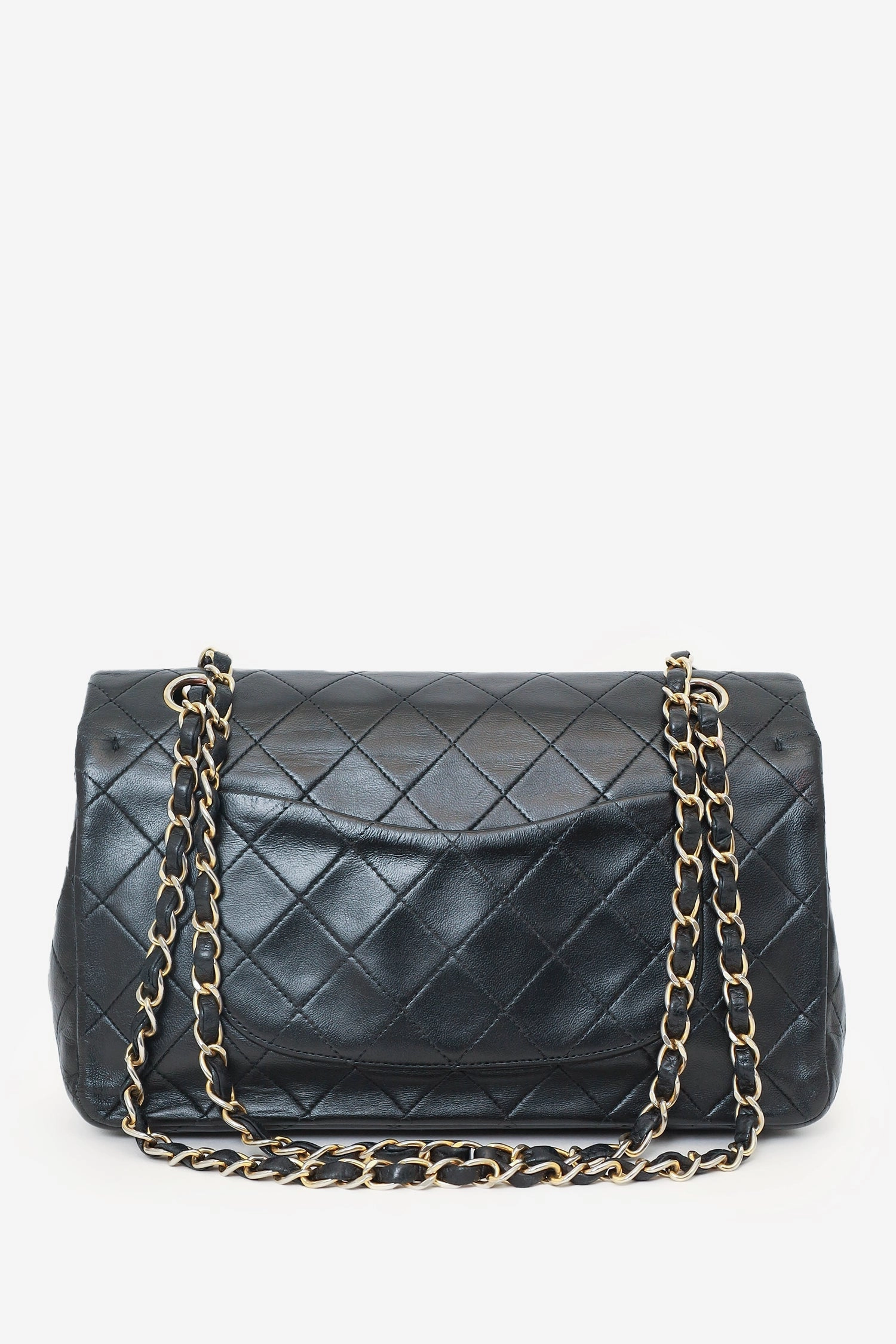 Chanel? 1991-94 Black Lambskin Medium Double Flap Shoulder Bag Chanel 1991-94 Black Lambskin Medium Double Flap Shoulder Bag