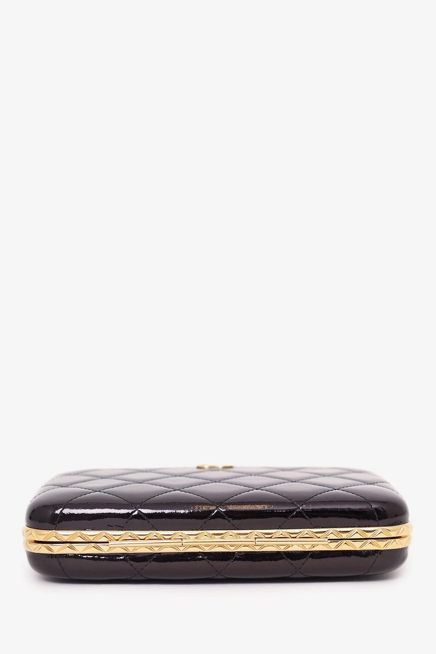 Chanel 2021 Black Patent Quilted Box On Chain Bag