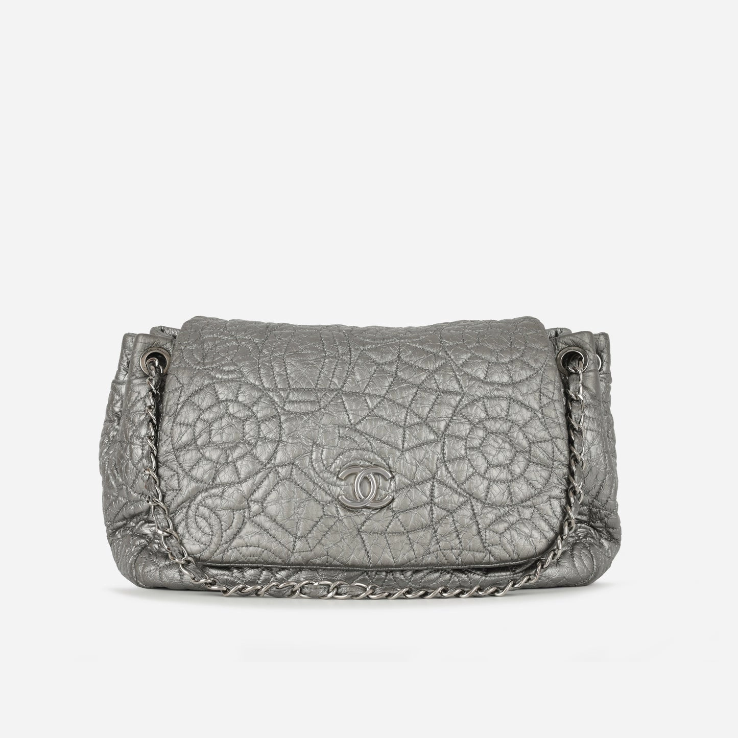 Chanel - Graphic Edge Flap - Metallic Silver SHW - 2008 - Pre-Loved