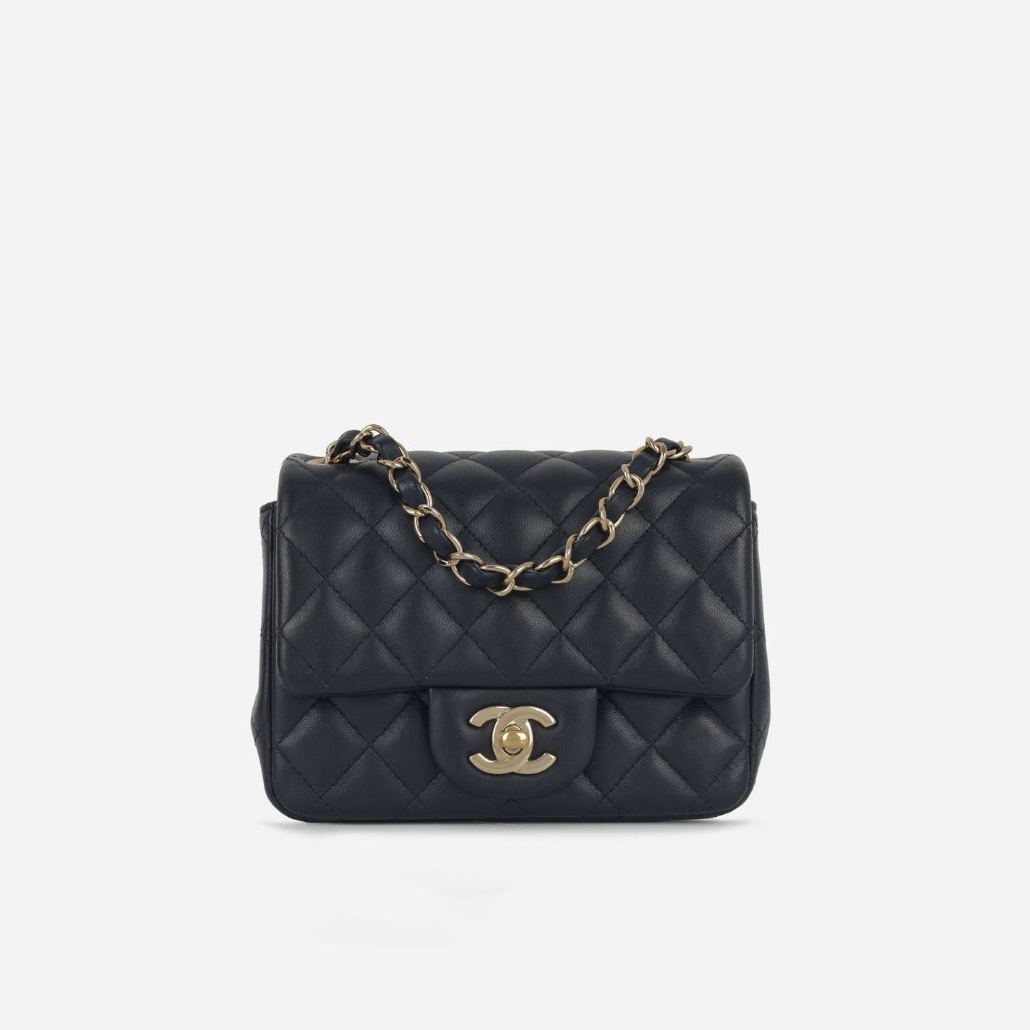 Chanel - Mini Square - Navy Lambskin CGHW - Pre Loved - 2019