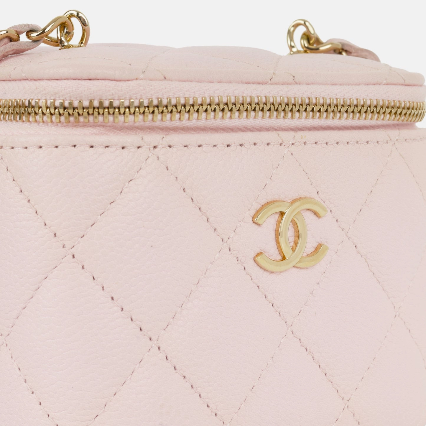 Chanel - Mini Vanity on Chain - Light Pink Lambskin CGHW - Pre-Loved - 2022
