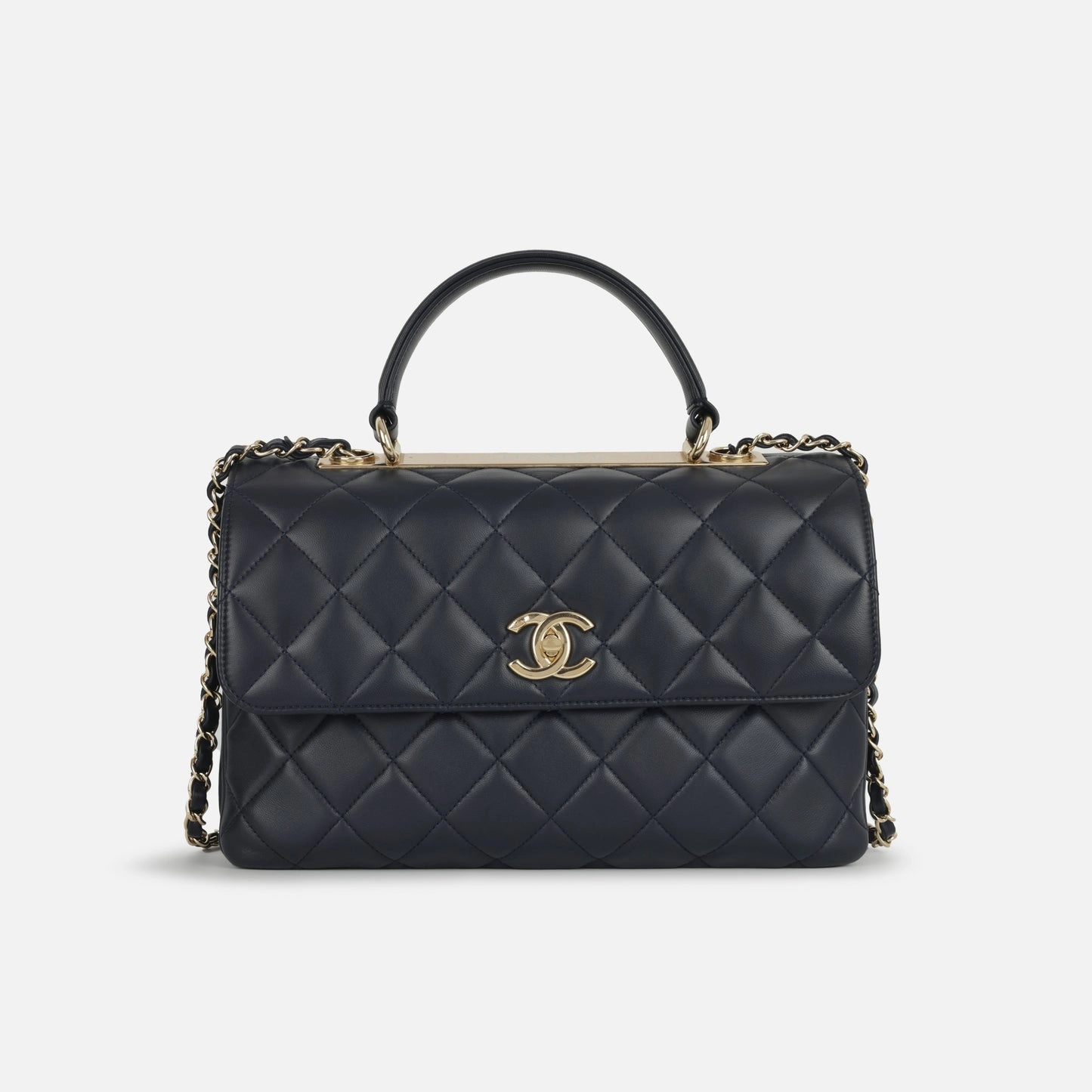 Chanel - Trendy CC Flap Bag - Medium - Navy Lambskin CGHW - 2017 - Pre-Loved