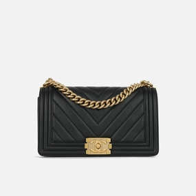 Chanel Chanel - Old Medium - Black Chevron Smooth Calfskin AGHW - 2017 - Pre-Loved