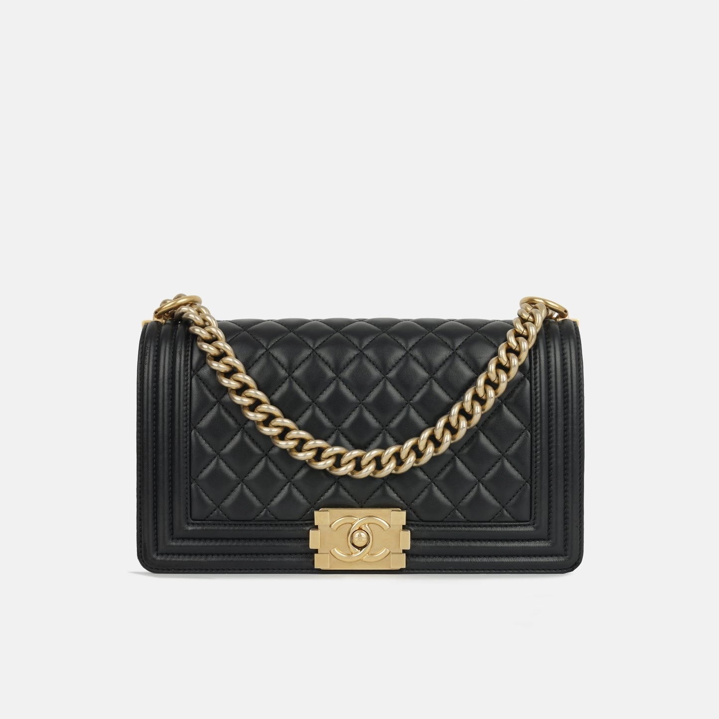 Chanel Chanel Old Medium Boy Bag - Black Lambskin GHW