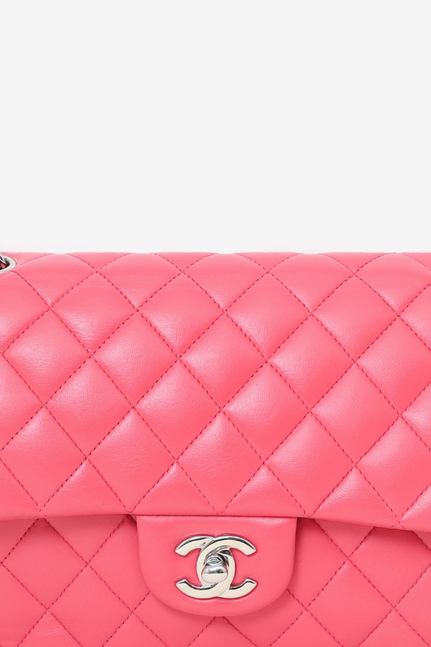 Chanel? Dark Pink Lambskin Medium Double Flap Bag 'Refurbished'