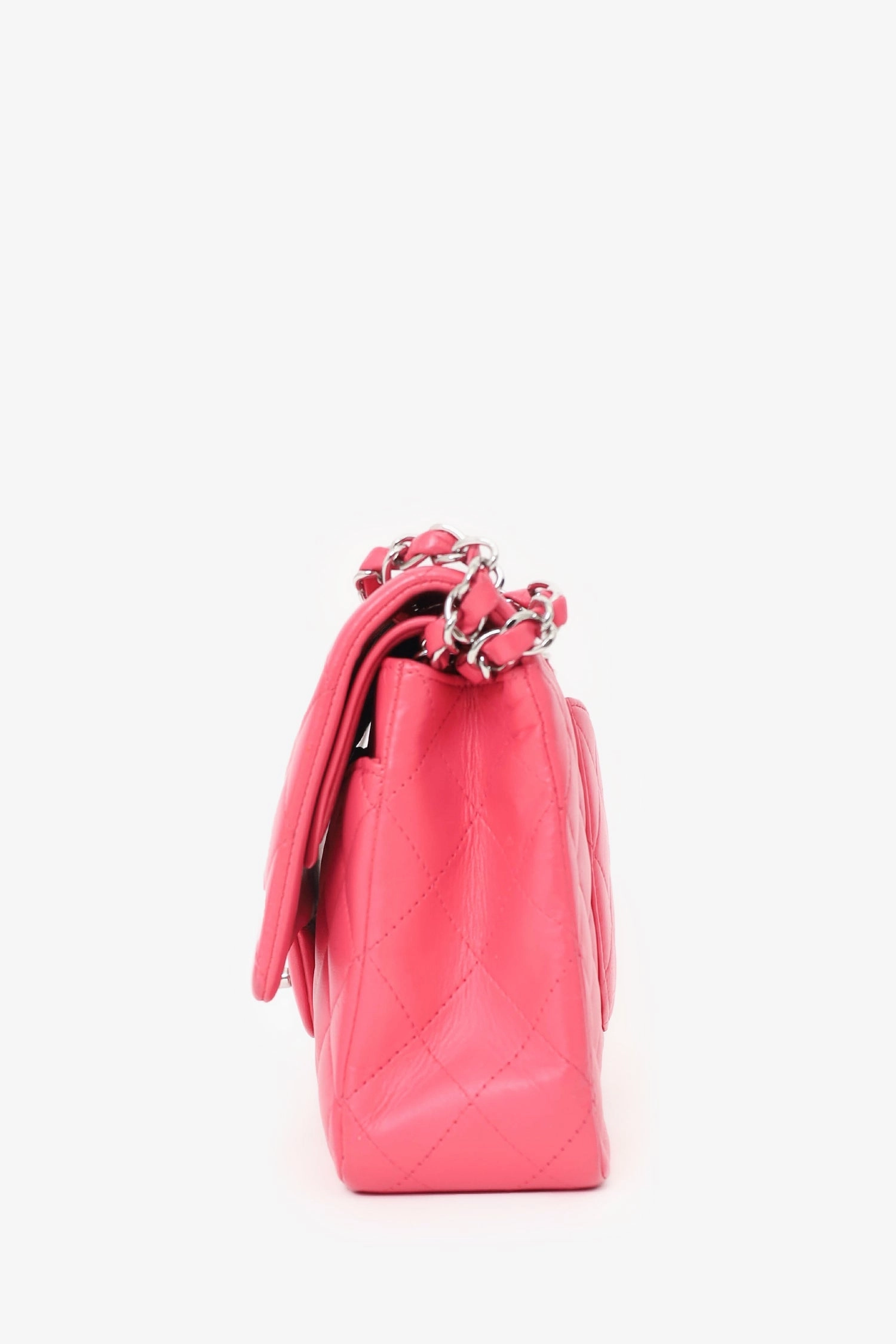 Chanel? Dark Pink Lambskin Medium Double Flap Bag 'Refurbished'