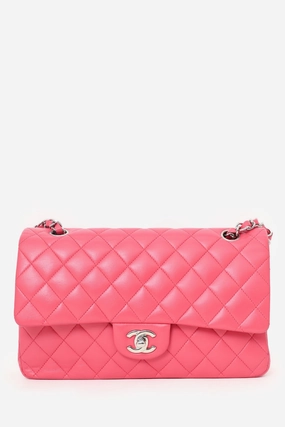 Chanel? Dark Pink Lambskin Medium Double Flap Bag 'Refurbished'