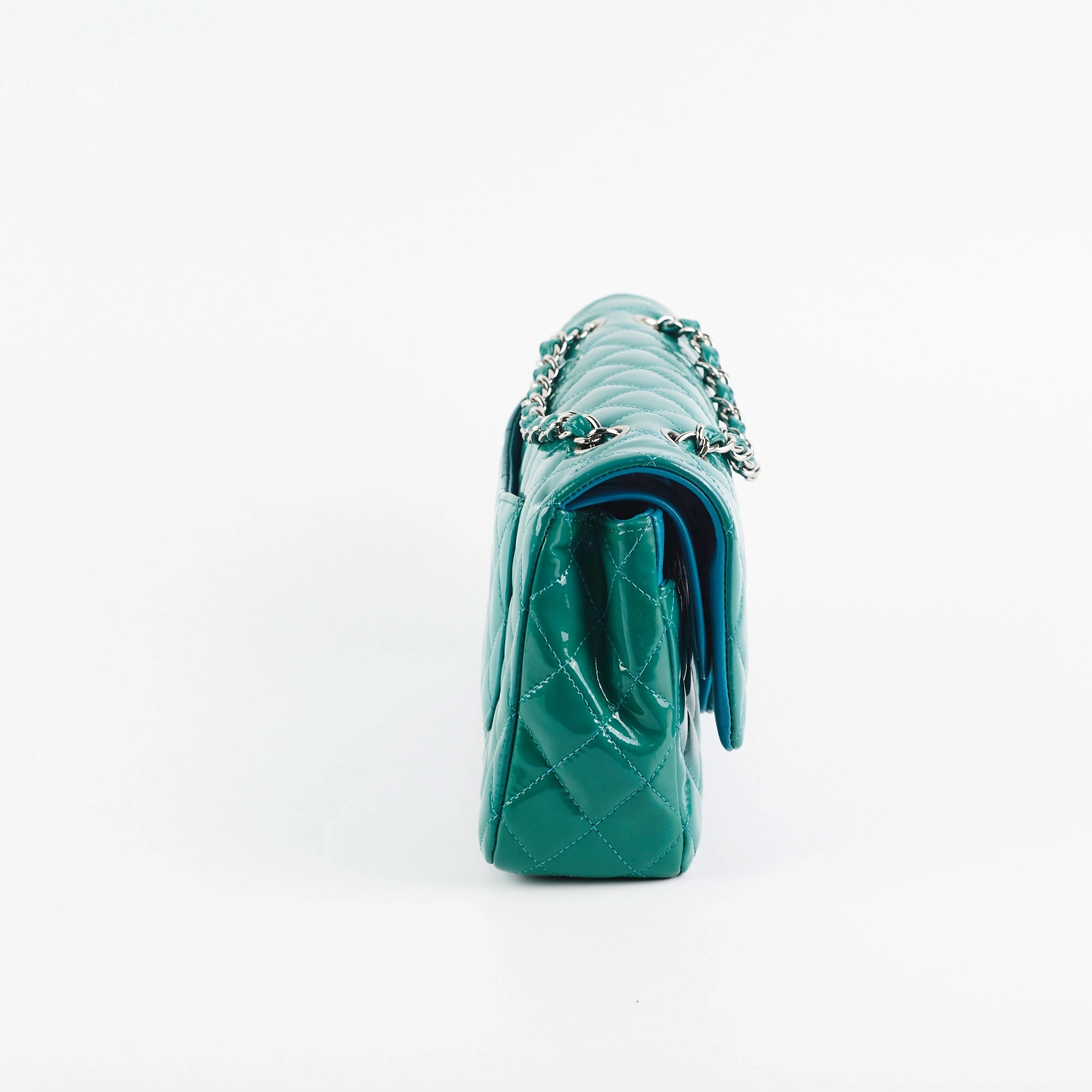 Chanel Quilted Patent Medium Large Classic Flap Teal