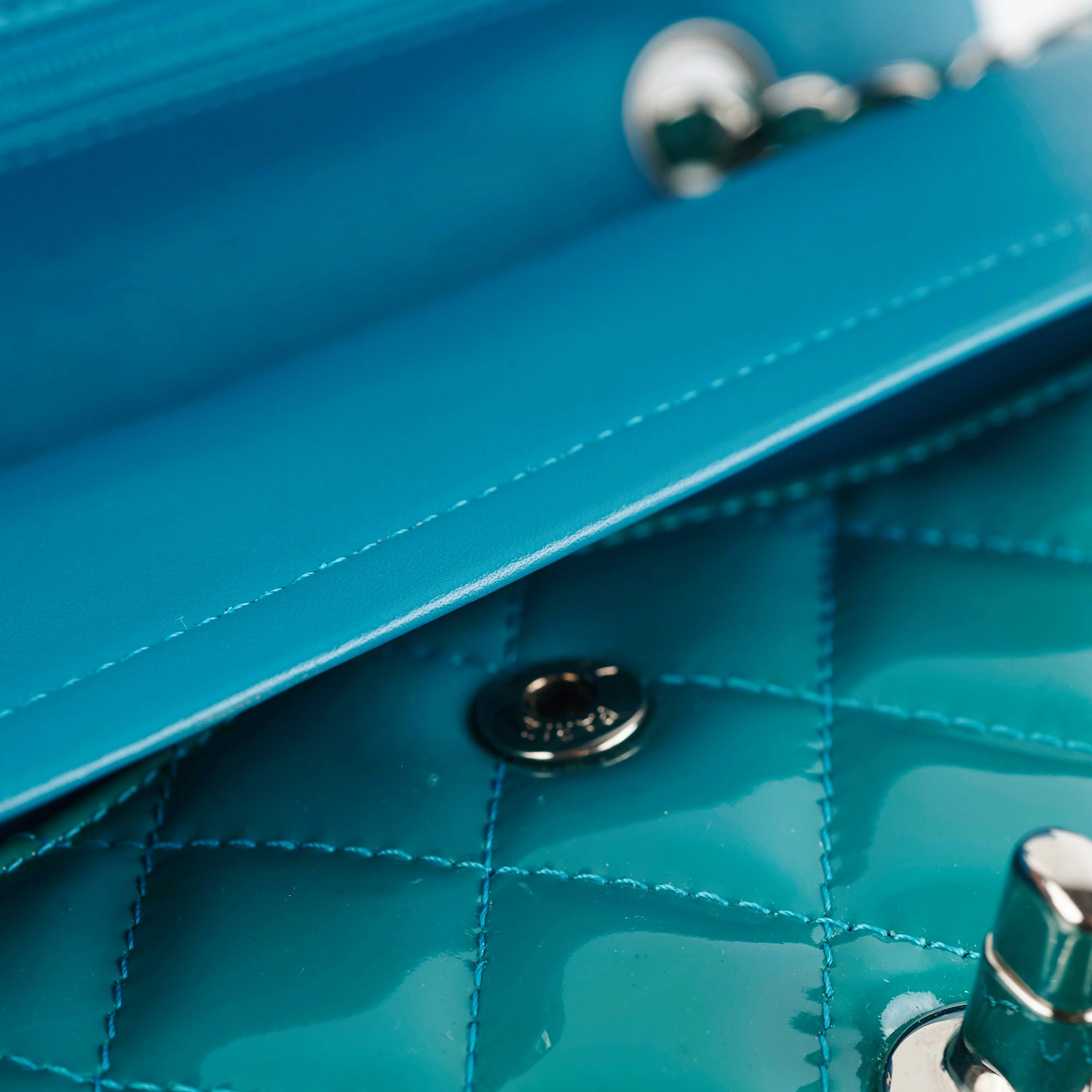 Chanel Quilted Patent Medium Large Classic Flap Teal
