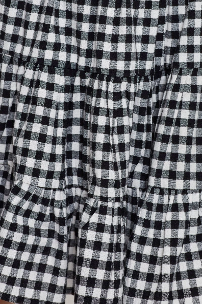 Check Flare Skirt Mini High Rise