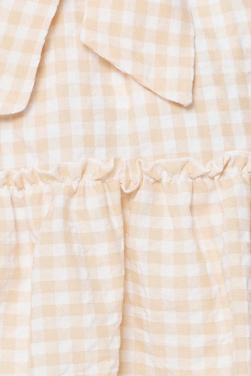 Check Ginghama?Mini Skater Skirt