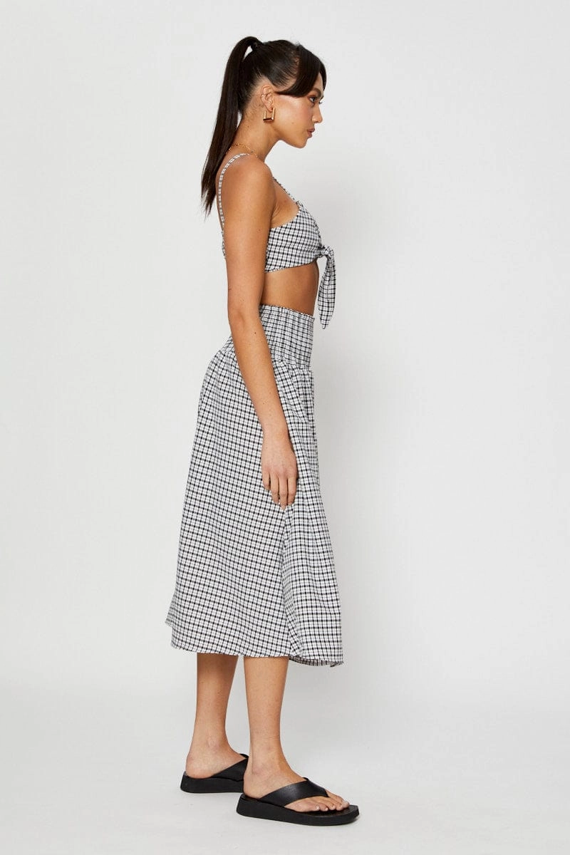 Check Midi Skirt