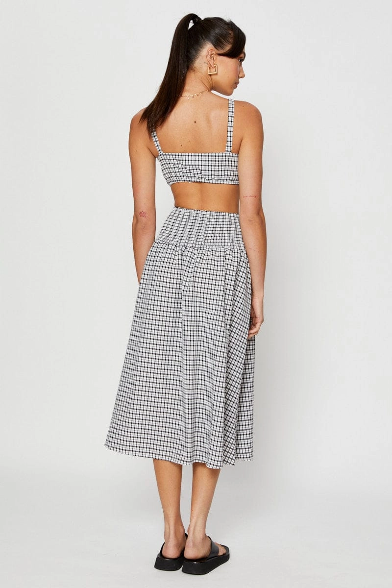 Check Midi Skirt