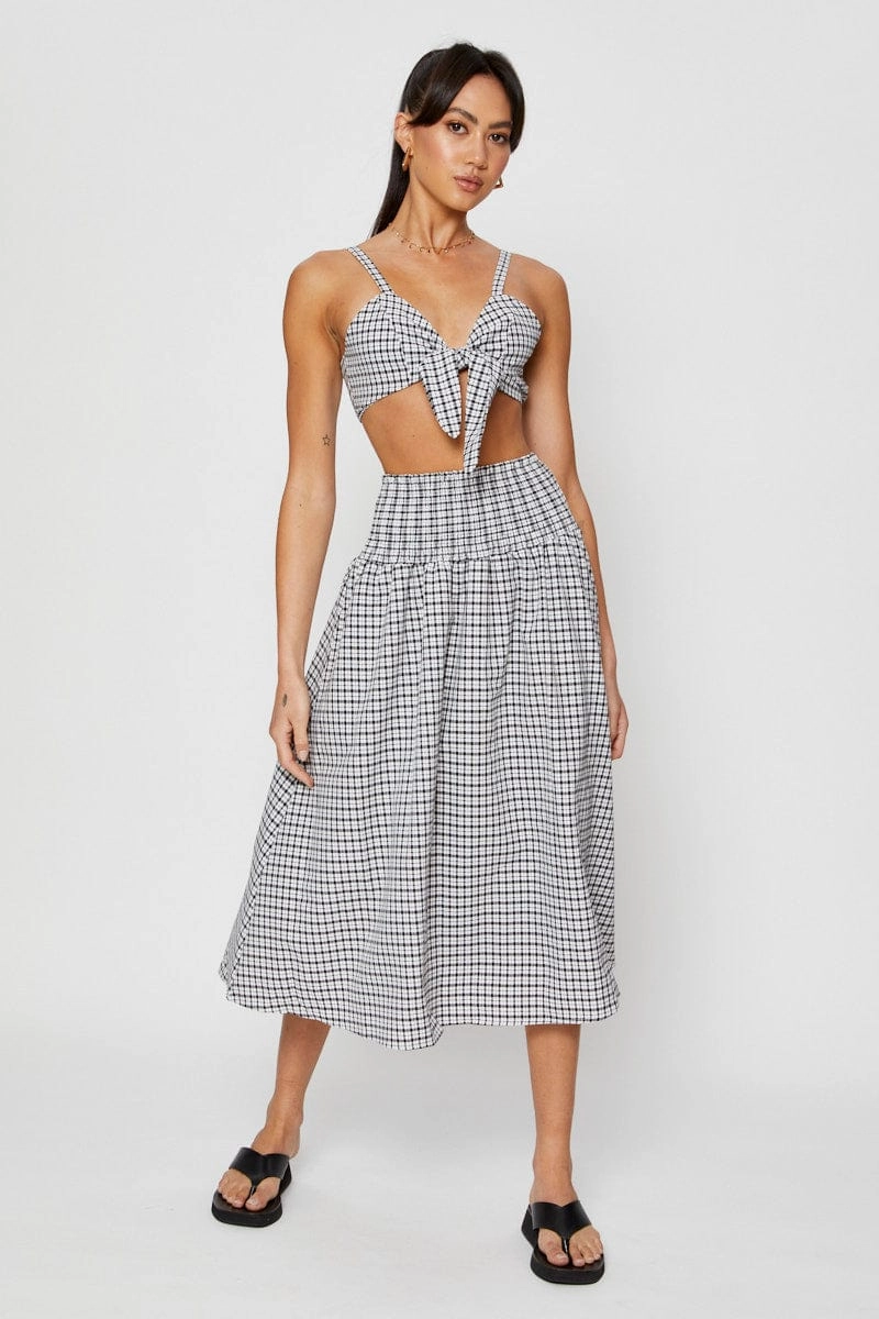Check Midi Skirt