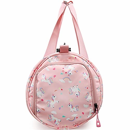 Choco Mocha Kids Duffle Bag for Girls Unicorn Duffle Bags for Girls Overnight Bag for Toddler Girl Duffel Bag Kids Travel Bags Weekender Weekend Bag for Little Teenage Girls Gym Bag Baby Sleepover Gift, Pink