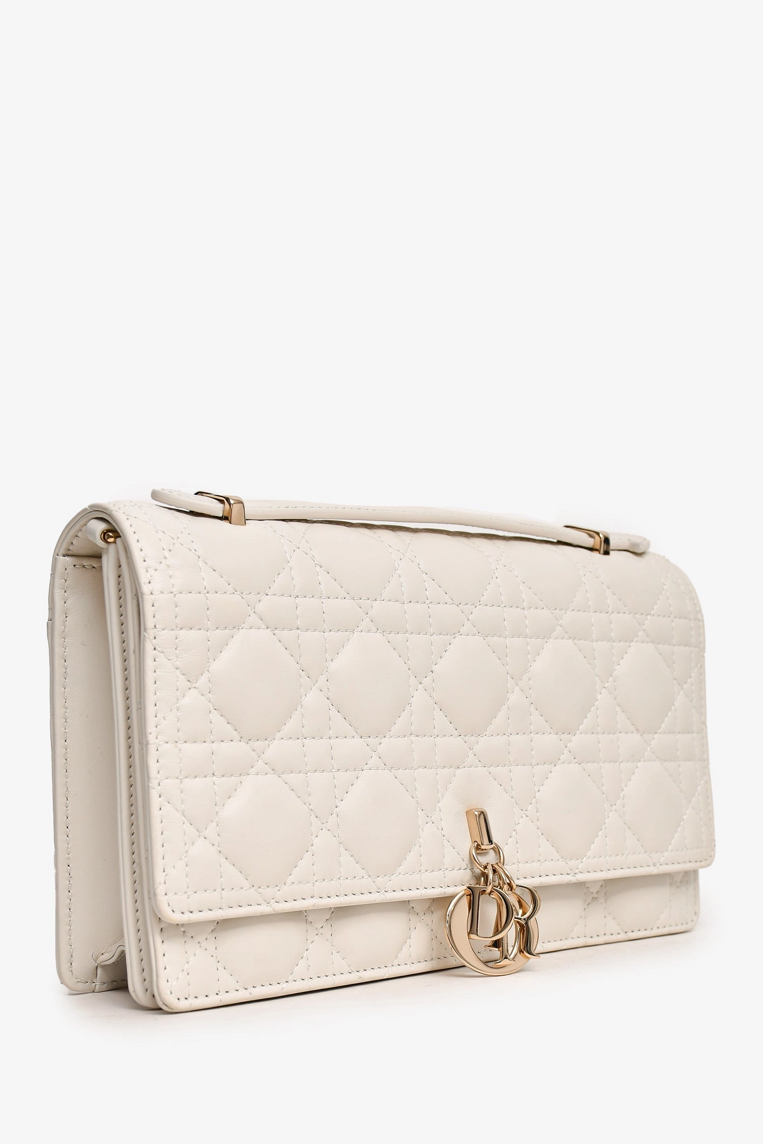 Christian Dior 2024 White Leather Cannage My Dior Top Handle Bag