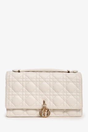 Christian Dior 2024 White Leather Cannage My Dior Top Handle Bag