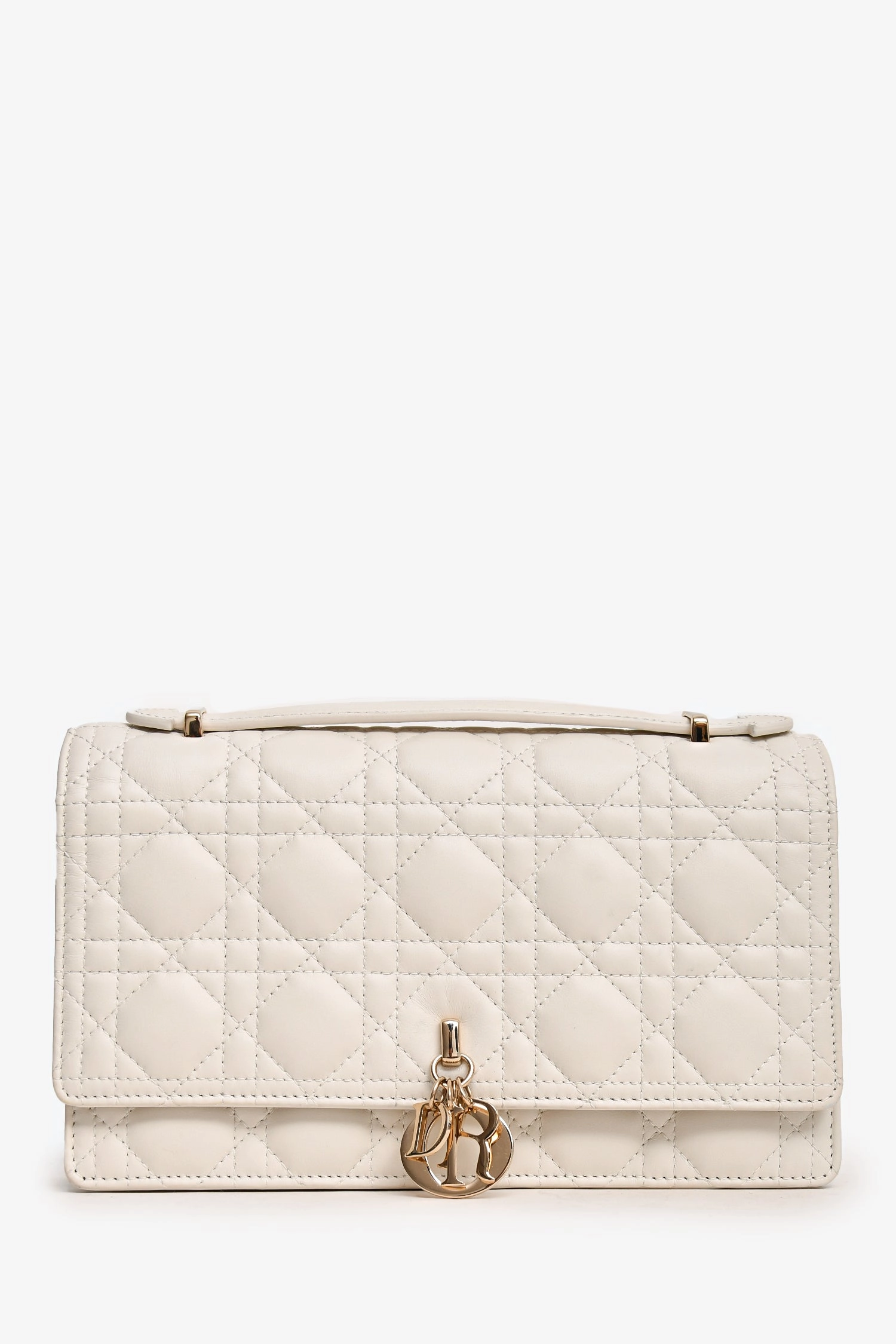 Christian Dior 2024 White Leather Cannage My Dior Top Handle Bag