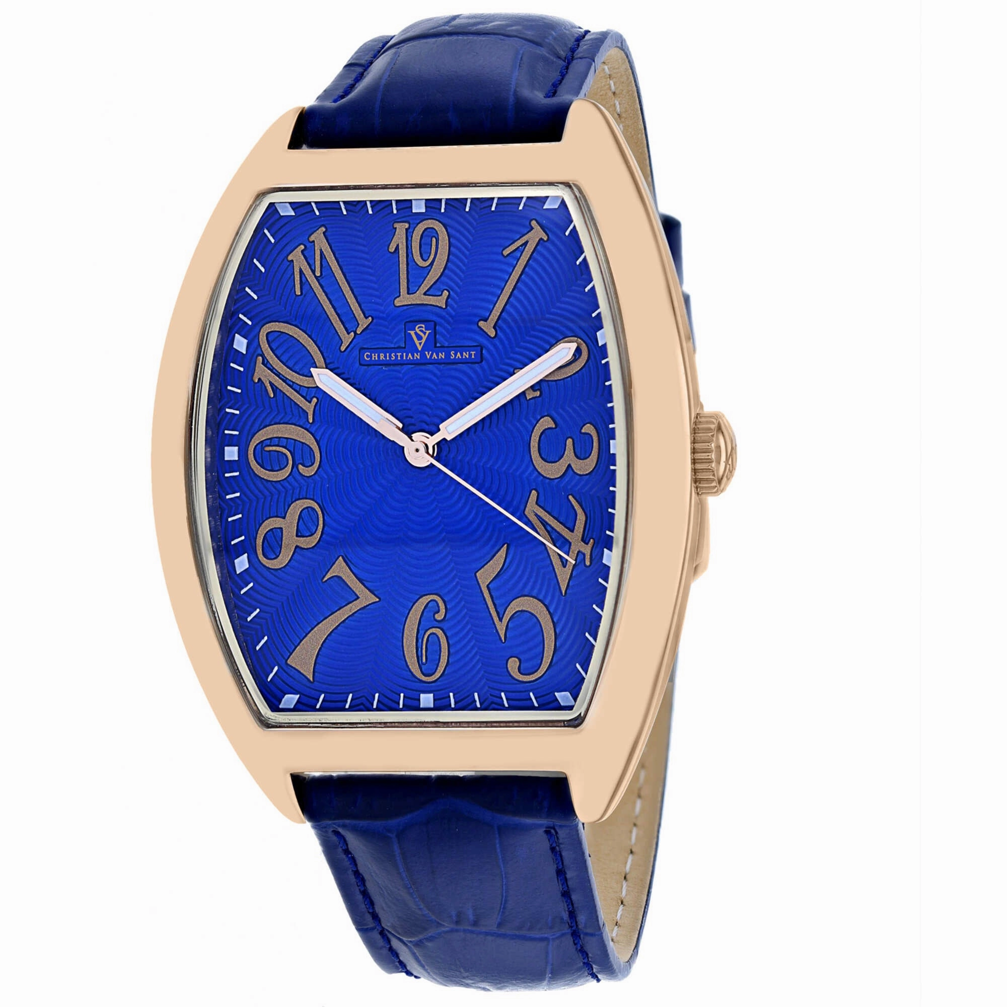 Christian Van Sant Men's Watch - Royalty II Quartz Blue Dial Leather Strap | CV0376