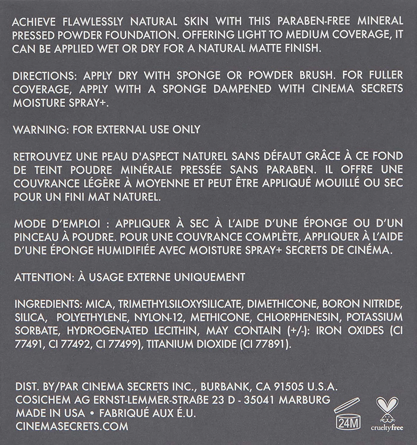 CINEMA SECRETS Pro Cosmetics Dual Fx Foundation Powder, Sepia