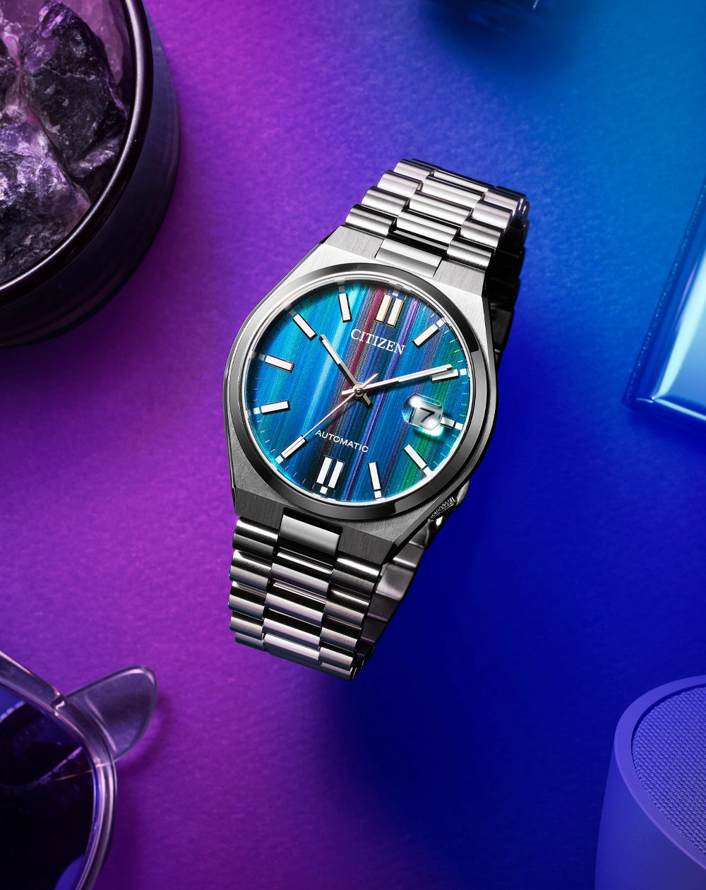 Citizen Tsuyosa Automatic Silver Stainless Steel Blue Dial Watch NJ0151-53W