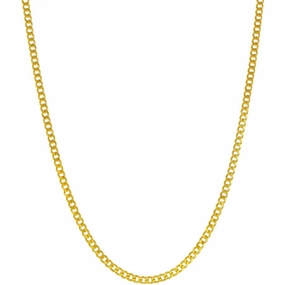 Classic Men's Chain - Gold Plated Sterling Silver 2mm Curb, 22 inch | Q-5732-22