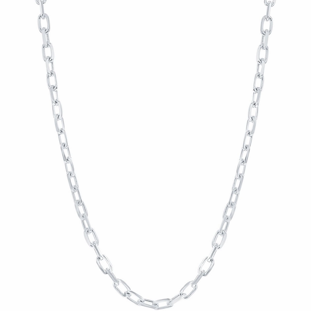 Classic Men's Chain - Rhodium Plated Sterling Silver 4.1mm Anchor, 24 inch | Q-5584-24