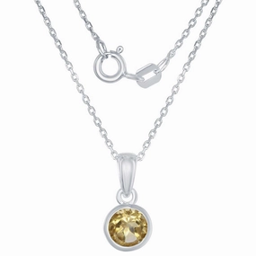 Classic Women's Pendant with Chain - November Citrine Bezel Set | K-7017-CT
