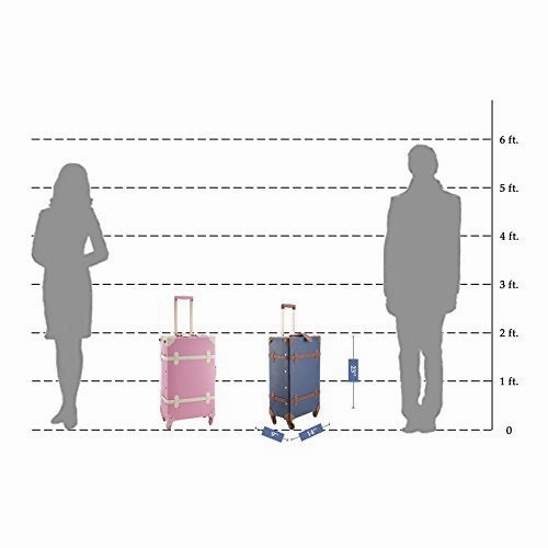 CO-Z Premium Vintage Luggage Sets 24" Trolley Suitcase and 12" Hand Bag Set with TSA Locks (Pink   Beige) (12"  24" Pink)