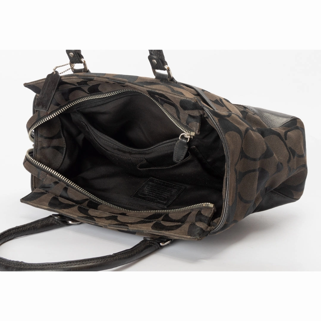 Coach Black Signature Canvas Diaper Top Handle Bag